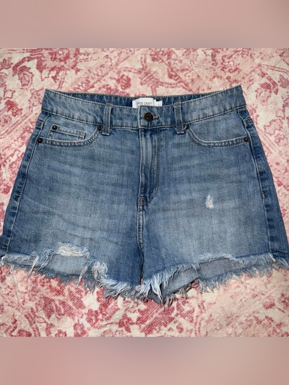 True Craft Light Blue Distressed Denim Cutoff Shorts